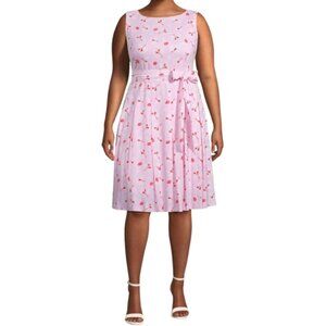 Anne Klein Women's Floral Linen Belted Pleated Lined Shirtdress Summer Sz 12